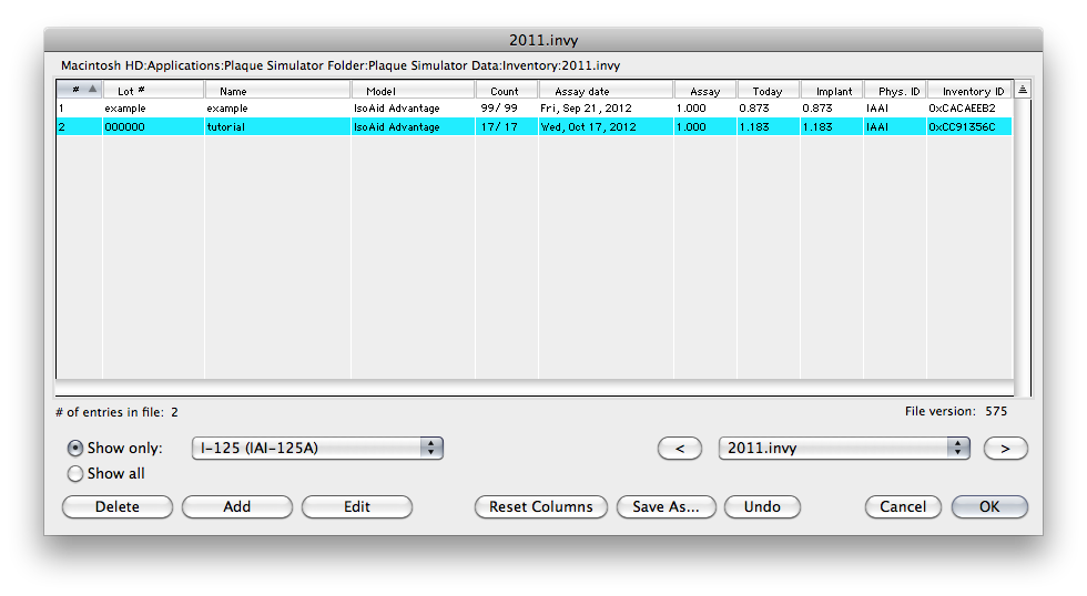 Inventory Dialog